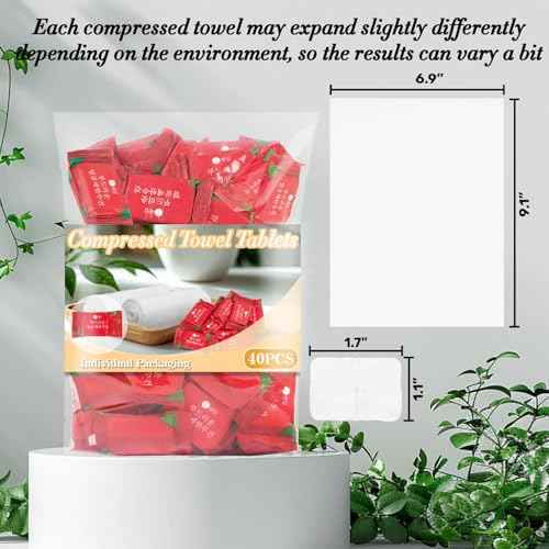 40PCS Compressed Towel Tablets - Travel Towel, Disposable Face Towels for Travel,Camping Towel, Disposable Washcloths for Adults Hiking Gear Individual Packaging Face Remove Makeup Wipes