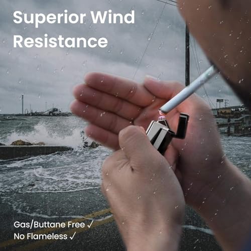Triple Arc Plasma Lighter ? Windproof Flameless Electric Lighter Rechargeable with LED Battery Indicator ? Survival Lighter for Camping, Hiking, Outdoor Adventures