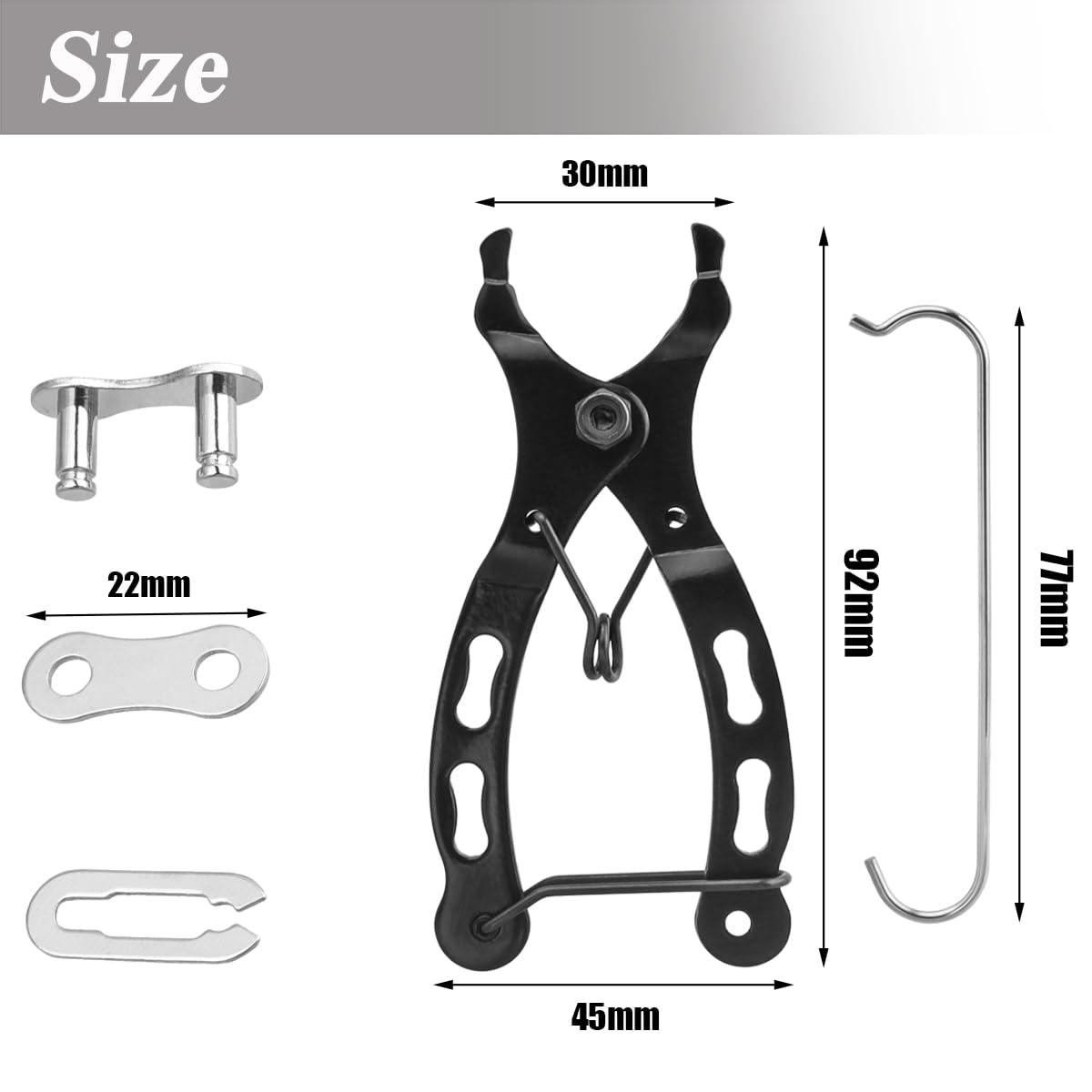 Eyech Bicycle Chain Tool Kit, 10 Pairs Quick Link Reusable Bicycle Buckle for Single Speed Silver Steel, Carbon Steel Bike Link Plier with Hook, Bike Magic Buckle Missing Link Connector