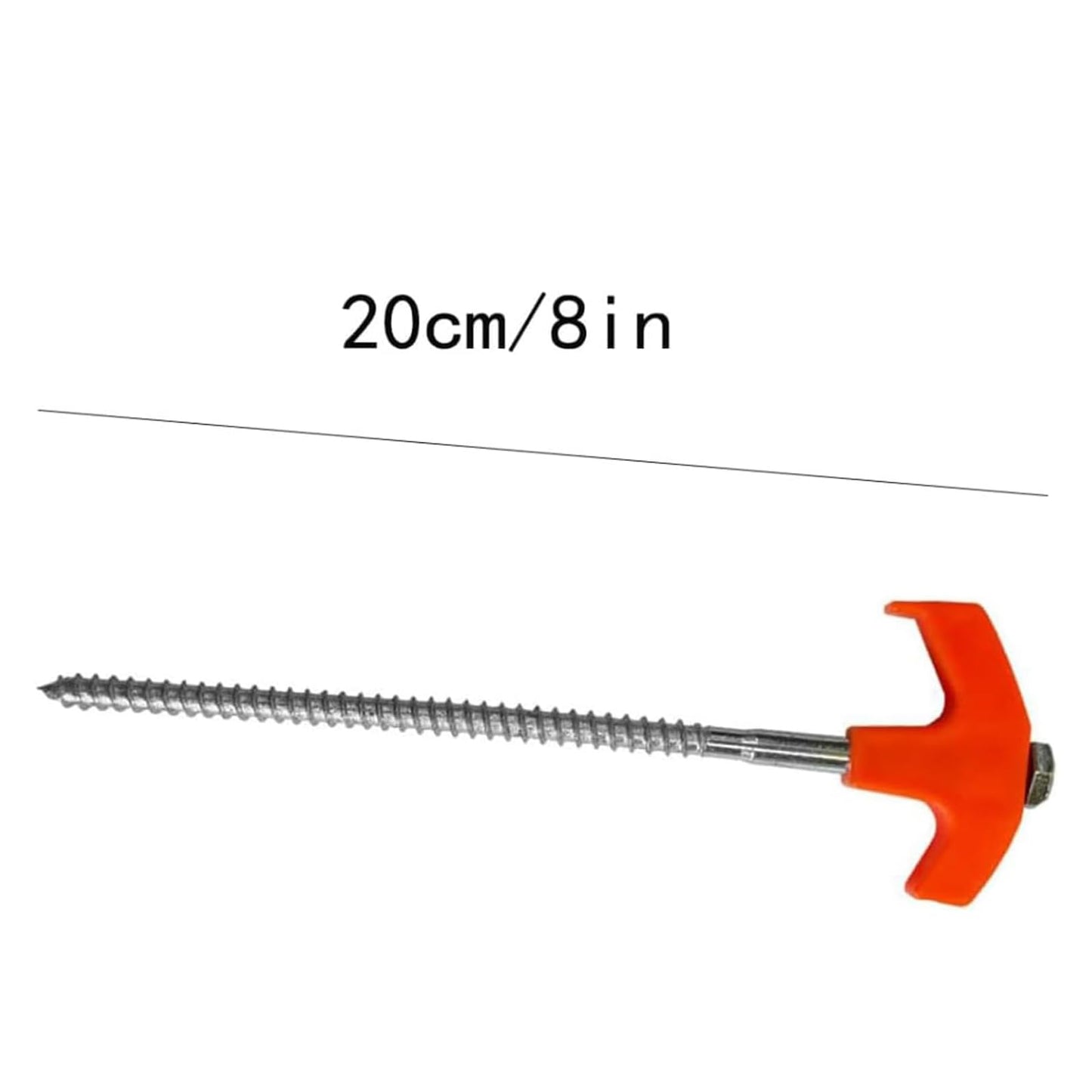 8" Screw in Tent Stakes - Ground Anchors Screw in, Screw in Tent Stakes Heavy Duty, Metal Threaded Tent Spikes, Tent Stakes for Outdoor Camping (4)