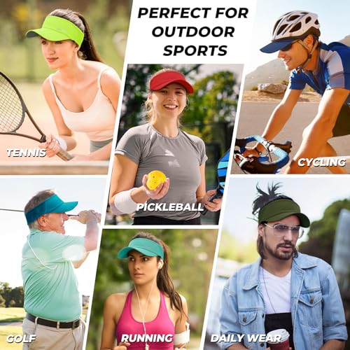 Lightweight Sports Sun Visor Hat for Men and Women - Fluorescent Yellow, One Size
