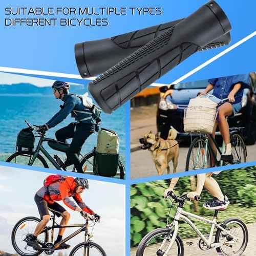 Bike Handlebar Grips 131mm Eco-Friendly Rubber Ergonomic Bicycle Grips with R/L Direction Marks & Allen Wrench, Anti-Slip Shock-Absorbing Comfortable Grips for 22.2mm MTB BMX Folding E-Bike Scooter