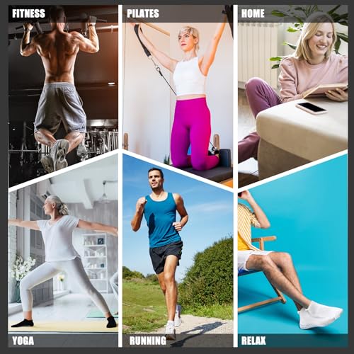 Unisex Yoga & Pilates Non-Slip Grip Socks 6 Pairs Black - Size 8-10, Cushion Sole