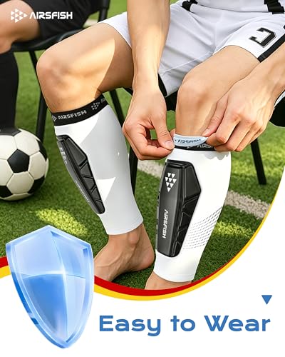 Kids Soccer Shin Guards for Youth - White Small Impact Protection