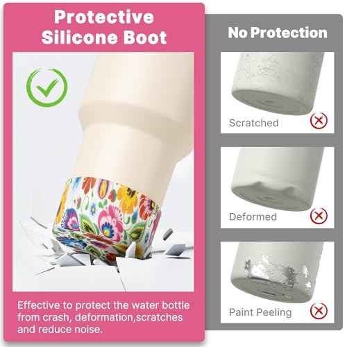 Silicone Boot for Stanley 40 oz Tumbler-Protective Silicone Sleeve Fit for Hydroflask Water Bottle 12 oz -24 oz, Anti-Slip Bottom Sleeve-BPA Free