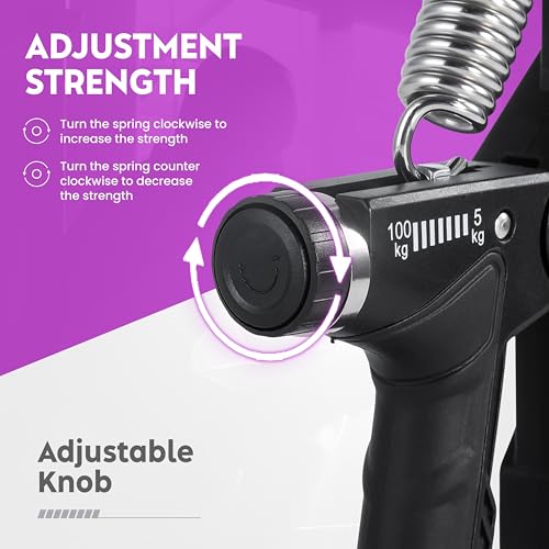 Hand Gripper Strengthener Pack A - Adjustable Resistance 22-220Lbs Forearm Exerciser for Muscle Building & Injury Recovery