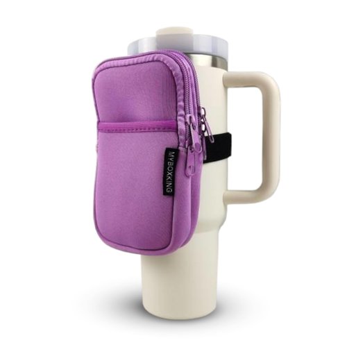 MYBOXKING Water Bottle Pouch,Stanley Cup Pouch,Tumbler Pouch,Stanley Fanny Pack,Bag for Cup,Bottle Wallet,Water Bottle,Accessories,Phone,Gym (Purple)