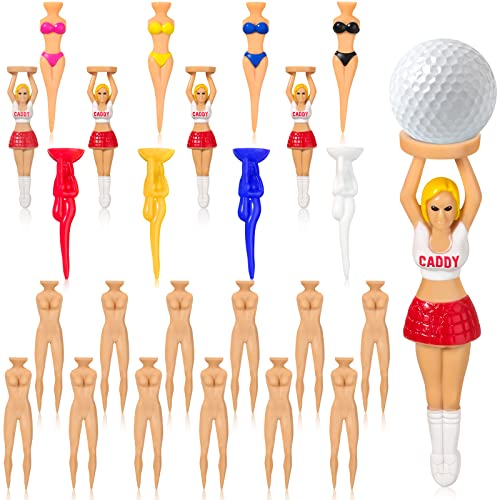 Funny Golf Tees Set - 24 Plastic Novelty Golf Accessories for Men Women
