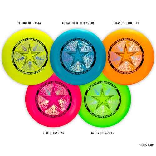 Discraft Ultrastar Neon 5-Pack | Premium Ultimate Discs - Neon Pink, Yellow, Cobalt Blue, Green, and Orange