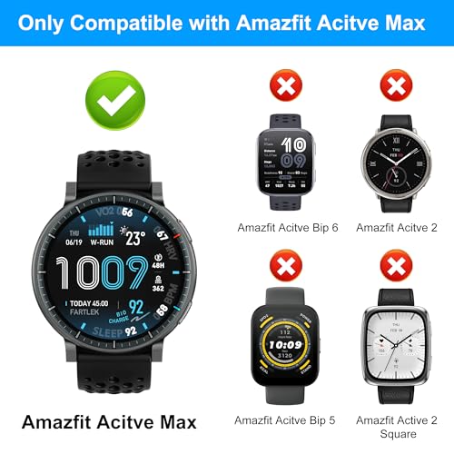 6-Pack Compatible Amazfit Active Max Case with Tempered Glass Screen Protector - Colorful Shockproof Protective Cover