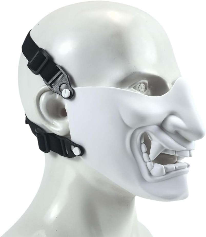 ATAIRSOFT Halloween Costume Cosplay BB Gun Evil Demon Monster Kabuki Samurai Hannya Oni Half Cover Airsoft and Prop Mask