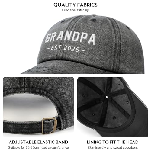 New Grandpa Gifts, First Time 2026 Promoted to Grandpa to be Gifts, Grandfather Hat, Adjustable Baseball Caps
