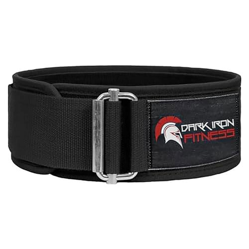 Dark Iron Fitness MED Self-Locking Weight Lifting Belt for Powerlifting, Squats, Premium Gym Core & Back Support, Weightlifting Training Equipment