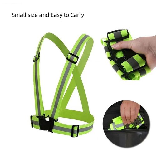 DLTWXY Running Reflective Vest Elastic Adjustable Reflective Vest 2 Pieces with 4 High-Visibility Reflective Belts for Nighttime Running Biking Motorcycle Dog Walking fits Men Women Kids (Green)