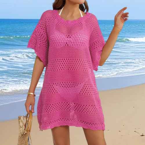 Women Swimsuit Coverup Crochet Bathing Suit Beach Cover Ups Summer Knit Bikini Beachwear Pullover 2025 Swimwear Dress