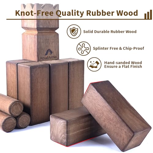 Brown Kubb Yard Game Set - Outdoor Lawn Toss Game with Carrying Case for Family & Kids