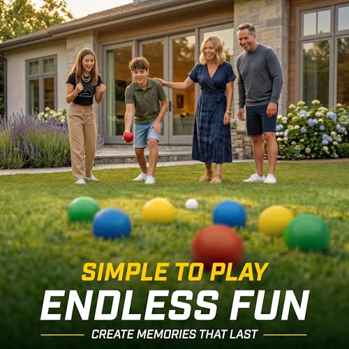 GoSports 90 mm Bocce Ball Set - Composite Balls for Outdoor Lawn Game - Variation: Composite
