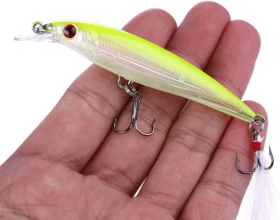 OriGlam 10pcs 3D Artificial Minnow Fishing Lures Baits, Fishing Tackle CrankBait Bass, Hard Bait Swimbait Fishing Lure