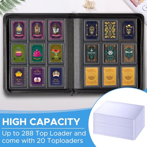 Black TopLoad Card Binder with 20 Toploaders - 9 Pocket Collectors Album