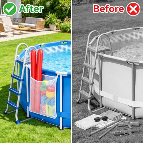 Poolside Mesh Storage Bags 1 Pack - Adjustable Straps Above Ground Pool Organizer