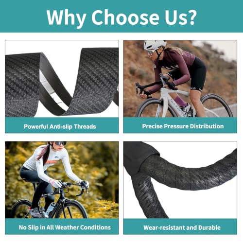 Bike Handlebar Tape EVA Road Bike Grip Tape Carbon Pattern 3mm – Black
