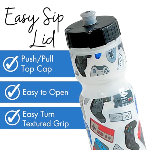 Kids BPA-Free Sports Water Bottle 22 oz - Video Games Design - 50 Strong