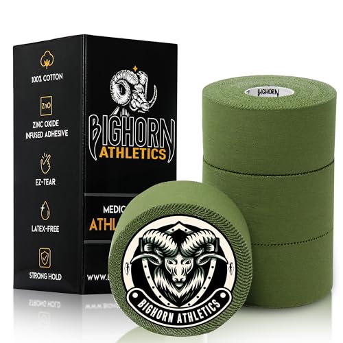 Supportive Athletic Tape 1.5 Inch x 45 Feet - Military Green, 4 Rolls