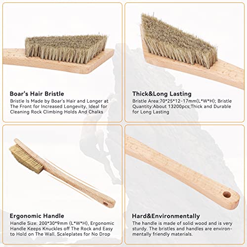 Climbing Brush with Boar's Hair Bristles & Ergonomic Wooden Handle – Rock & Bouldering Cleaning Tool (2 Pack)