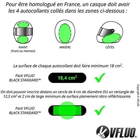 VFLUO - Kit 4 Retro Reflective Oval Stripes Stickers for Mortorcyle Helmet - Stickers Approved to FR Dimension - High Visibility, 3M Technology™ - Discreet and Design - Maximum Grip