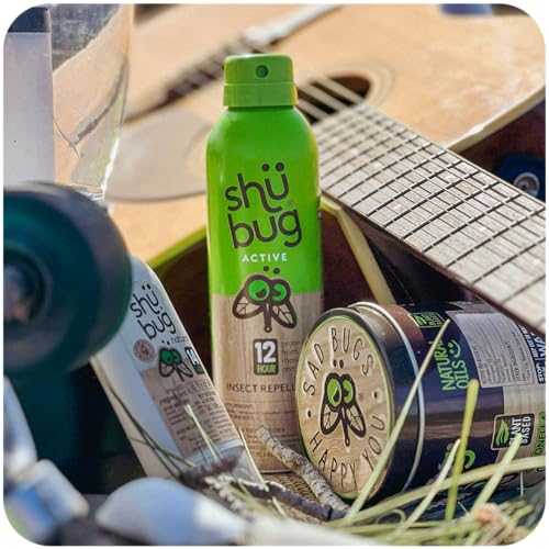 Shubug Active Insect Repellent Spray with Picaridin, DEET Free Mosquito and Tick Protection, Long Lasting Up to 12 Hours, Unscented, 6oz (Pack of 2)