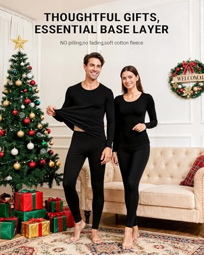 Men's Fleece-Lined Thermal Long Johns Set - Large, Dark Gray, Winter Base Layer