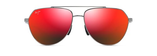 Maui Jim Waiwai Teardrop Sunglasses, Shiny Light Ruthenium/Hawaii Lava Polarized, Extra Large
