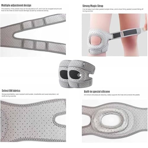 Knee Brace,2PCS Knee Brace for Women Men Adjustable Knees Support,Knee Support for Athletes,Knee Joint While You Move for Running Workout (Grey)