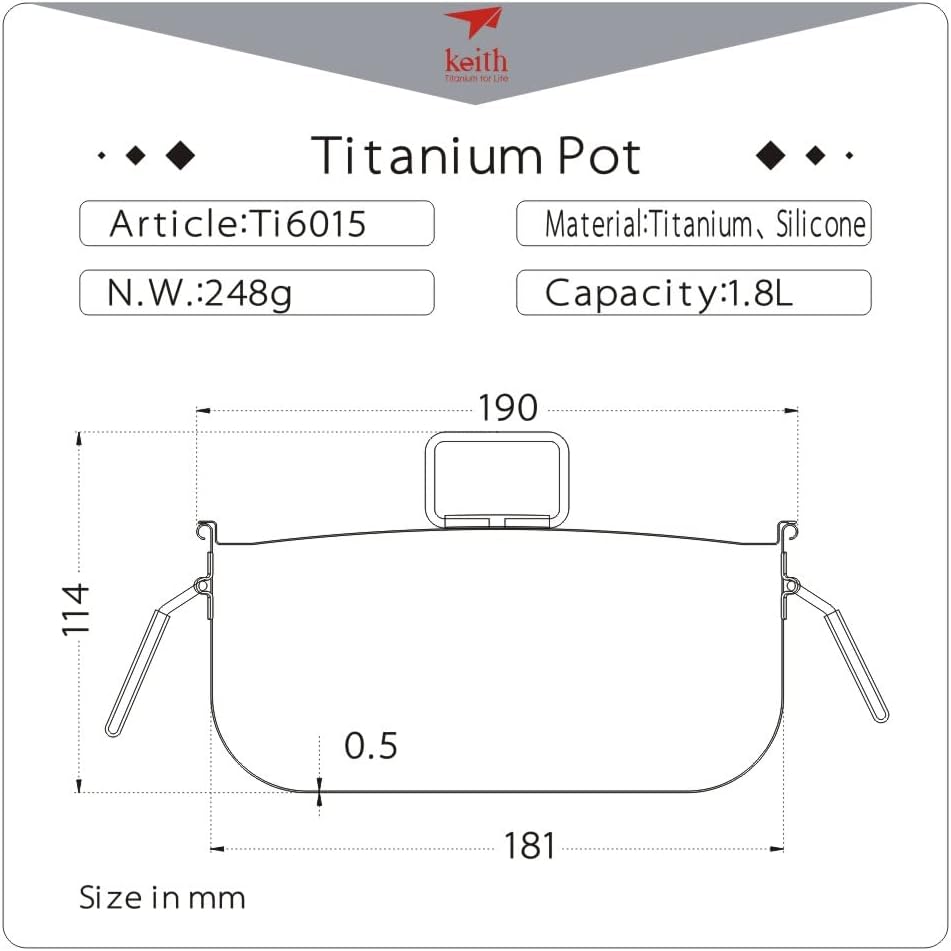 Keith Titanium Ti6015 Pot - 1.8 L