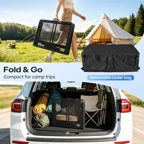 Folding Camping Table with Storage Cooler Bag - Portable Outdoor Dining