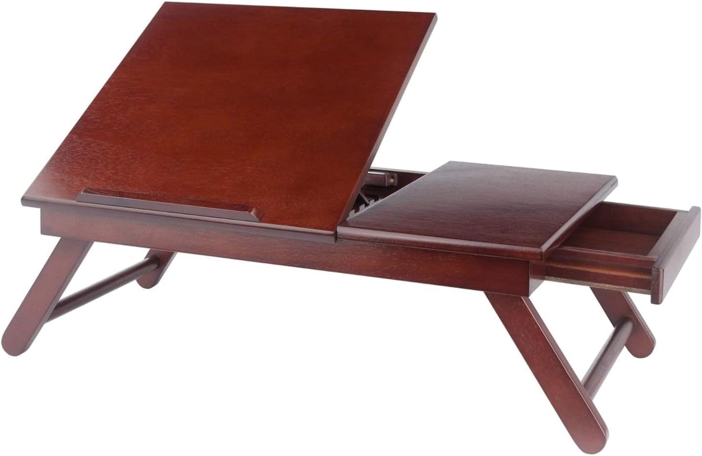 Alden Folding Lap Desk Bed Tray Versatile and Space-Saving Folding Desk for Meals Work or Study Compact and Stylish Design with Rich Walnut Finish Adjustable and Comfortable for Bed or Couch