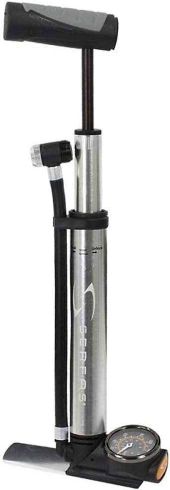 Serfas Mini Folding Bike Pump with Pressure Gauge - Compact & Lightweight