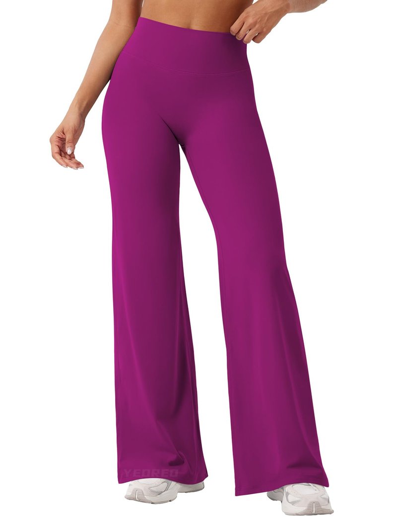 YEOREO Workout Leggings Womens No Front Seam Straight Leggings 31.5" High Waist Buttery Eddiy Gym Yoga Pants Rose Purple XXL