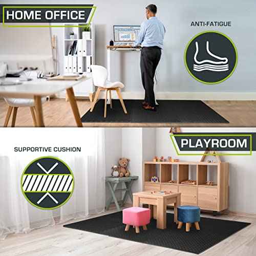 ProsourceFit Puzzle Exercise Mat ¨ö in, EVA Interlocking Foam Floor Tiles for Home Gym, Mat for Home Workout Equipment, Floor Padding for Kids, Black, 24 in x 24 in x ¨ö in, 24 Sq Ft - 6 Tiles