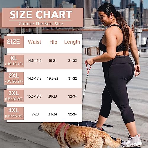 XX-Large 3-Pack Plus Size High Waist Capri Leggings Tummy Control Black White Light Blue