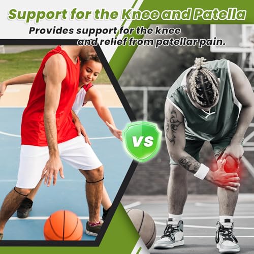4PCS Patellar Tendon Knee Strap Knee Band for Knee Pain Relief Patella Band for Basketball Running Sports Breathable Patellar Tendon Support Strap (Black + White)