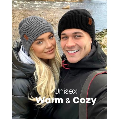 FURTALK Winter Hats for Men Women Fleece Lined Beanie Warm Knitted Outdoor Skull Cap 2 pcs