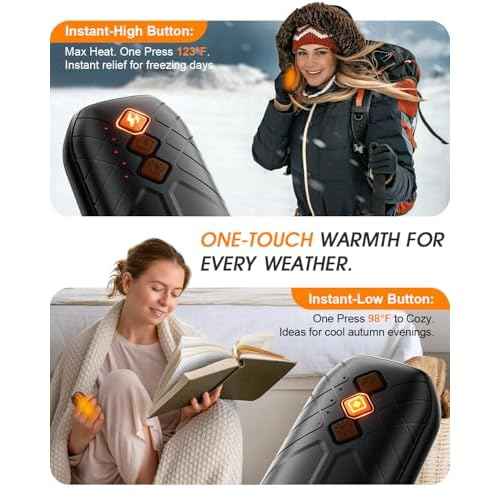 AI Hand Warmers Rechargeable 2 Pack - 6000mAh Electric Hand Warmer with LED Lights, 5-Temp Smart Control