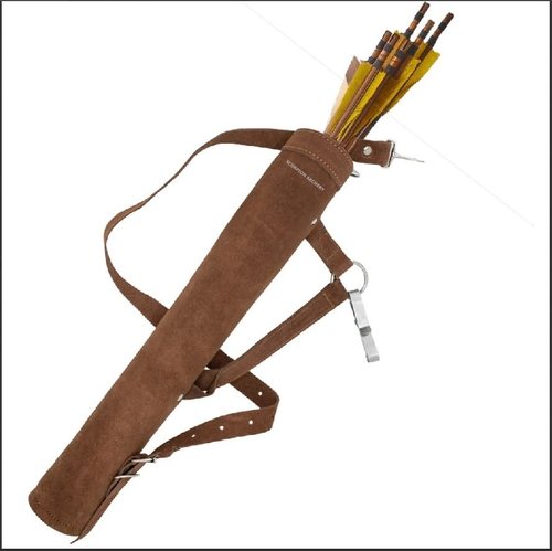 SCORPION ARCHERY Traditional Shoulder Back Quiver Bow Arrow Holder Handmade Straps Belt Adjustable Lightweight & Comfortable Cow Leather Gift for him Aniversary Gift (Suede Brown)