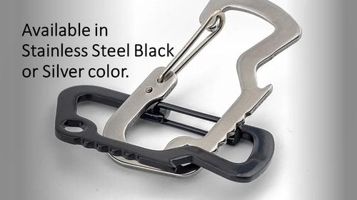 Branded Boards Bushcraft Key Chain Bottle Opener Carabiner Snap Clip Hooks Hiking, Backpacking, Camping, Hunting, Fishing, Biking, Skiing, Tailgate Parties (Bottle Opener Multitool 6-Pack Black)