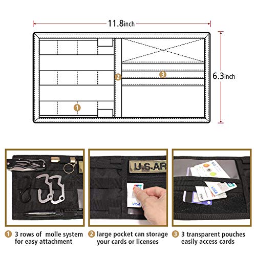 WYNEX Car Sun Visor Organizer MOLLE Panel Black Small - Universal Vehicle Storage