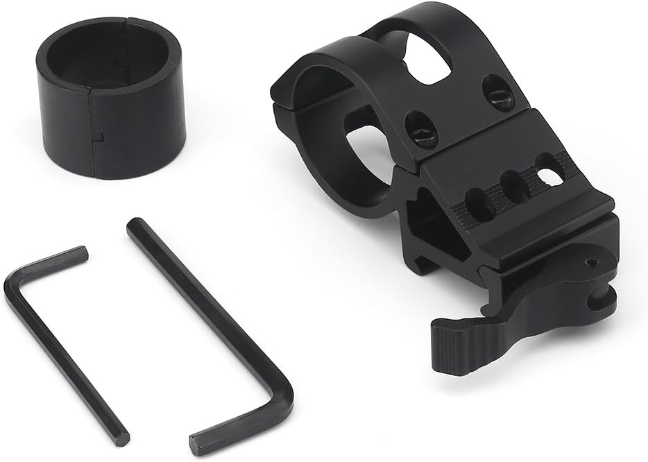 ALONEFIRE Weapon Light Mount Offset Flashlight Mount Picatinny Gun Tactical LED Torch Black for Sports Outdoors Fitness Hunting Fishing Shooting Airsoft Guns Accessories Sights Optics Scope