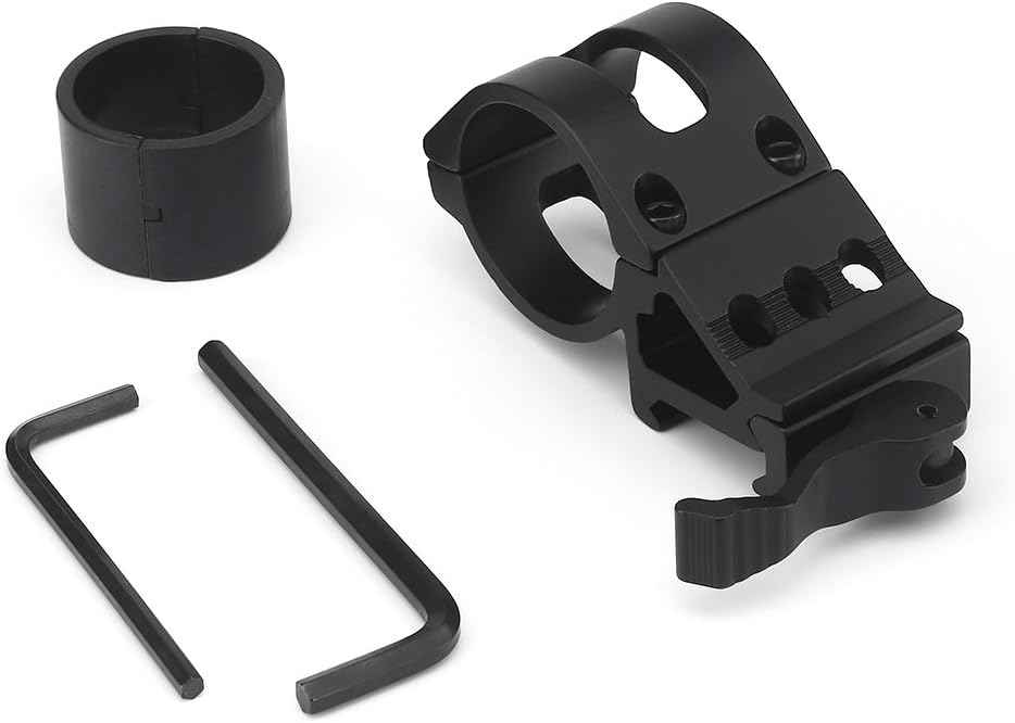 ALONEFIRE Tactical LED Flashlight Mount for Picatinny Rail - Offset Weapon Light for Hunting & Shooting