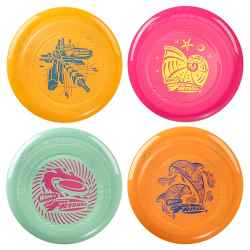 Wham-O 9 Inch Flying Disc Set - Lightweight Outdoor Lawn Games for Kids & Family - 4 Pack
