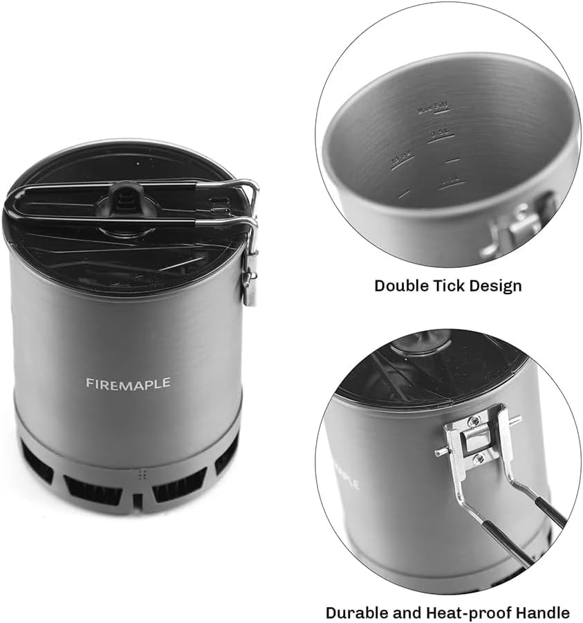 Fire-Maple 600ml G3 Petrel Ultralight Camping Pot Lightweight Outdoor High Efficiency Foldable Heat Exchanger Pot Portable for Hiking Travel (162g)